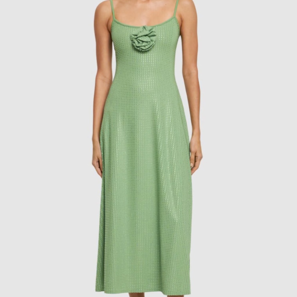 WEWOREWHAT Embellished midi dress w/ rose